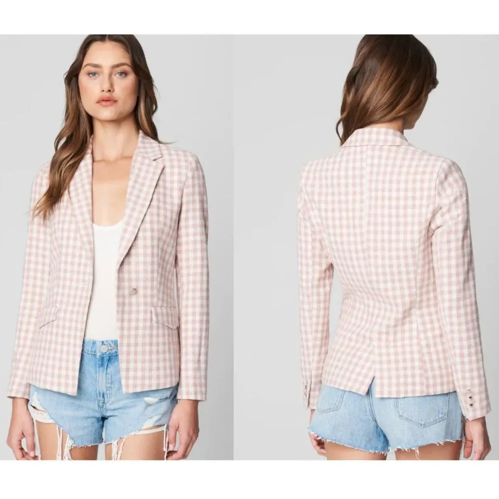 BLANK NYC Quick Thrills Plaid Pink White Blazer Jacket, Small, NWT